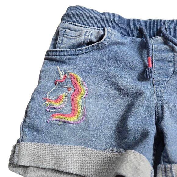 Cat & Jack unicorn denim shorts M7/8 - Picture 3 of 4